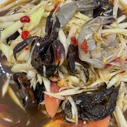 ตำปูปลาร้า+ กุ้งสด