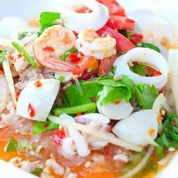 ยำวุ้นเส้น กุ้งสุก+ปลาหมึก