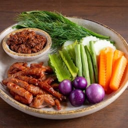 หมูแดดเดียวทอด + ปลาร้าบอง