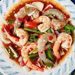 ยำกุ้งสด+กุ้งสุก