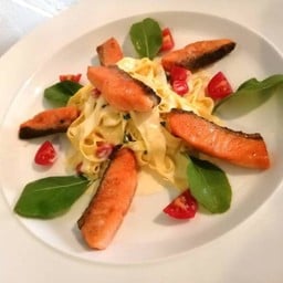 Fresh Homemade Fettuccine Salmon Vodka Cream Sauce