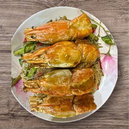 เส้นหมี่ผักกะเฉดกุ้งแม่น้ำ 4 ตัว