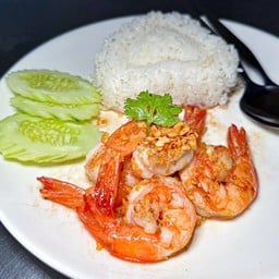 ข้าวราดกระเทียมกุ้ง