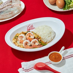 สุกี้กุ้งราดข้าว