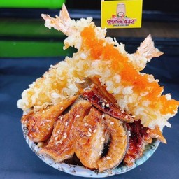 ข้าวหน้าปลา ไหลเเละกุ้งเทมปุระ