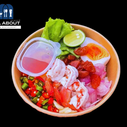 ข้าวขยำกุ้ง (กุ้งสดุ้ง) +ไข่ต้ม