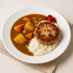 ข้าวหน้าแกงกะหรี่หมูแฮมเบิรก์