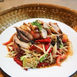 ตำปูปลาร้าคอหมูย่าง