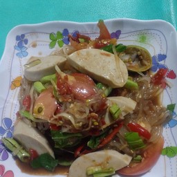 ตำเส้นเล็กหมูยอ  ( ปลาร้า )