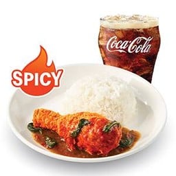 [อร่อยซ่ากับโค้ก] ชุดข้าวไก่ทอดแมค สไปซี่ ซอสกะเพรา (L)