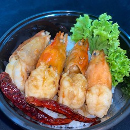 กุ้งทอดราดซอดมะขามราดข้าว