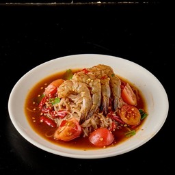 ตำเส้นเล็กกุ้งสด สุก