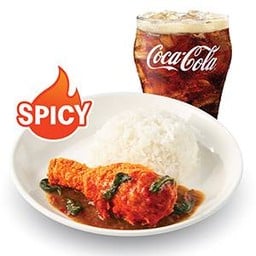 [อร่อยซ่ากับโค้ก] ชุดข้าวไก่ทอดแมค สไปซี่ ซอสกะเพรา (XL)