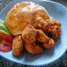 ข้าวไก่คาราเกะ+ไข่ข้น