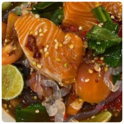 ซัลมอนแบบใส่น้ำยำปราร้า