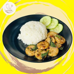 ข้าวกะเพราหอยเชลล์