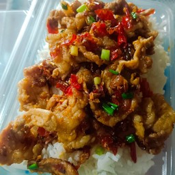ผัดพริกเกลือราดข้าว(โปรดระบุ)