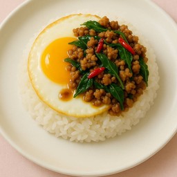 ข้าวไข่ดาวกะเพราหมูสับ เเถม ชีสรสกะเพรา