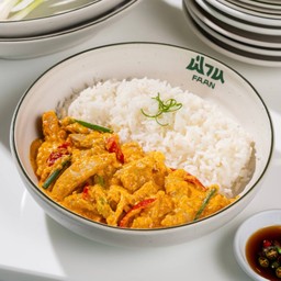 ข้าว + ราดผงกะหรี่ลาวา