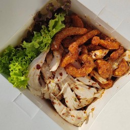new หมี่ไก่ฉีก+น้ำพริกกากหมูกระจกหมาล่า