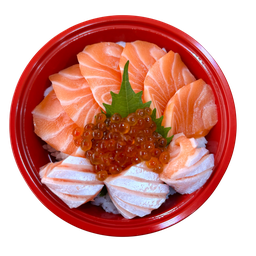 ข้าวหน้าแซลมอนสด+อิคุระ+โทโร่