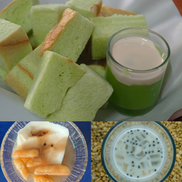 [เซตสุดฮิต] น้ำเต้าหู้ใส่เครื่องปกติ + เต้าฮวยน้ำขิง + ขนมปังสังขยา