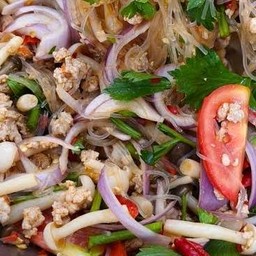 ยำวุ้นเส้นหมูสับ+เห็ด