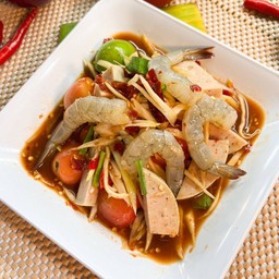 ตำกุ้งสดหมูยอ