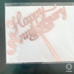 ป้ายปักเค้กใหญ่ Happy Anniversary (คละแบบ คละสี สี Rose Gold , สีทอง)