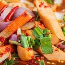 ยำไส้กรอกปูอัด