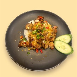 ข้าวหมูกรอบคั่วพริกเกลือ