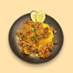 ข้าวหมูสับกากหมูคั่วพริกเกลืิอ