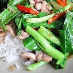 ผัดคะน้าไก่ ราดข้าว chicken