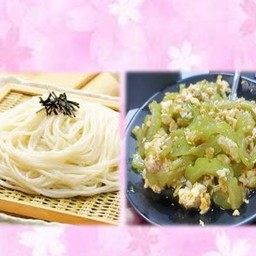 Somen-Cool-300g+Goya-Chanpuru บะหมี่โซเมนเย็น 300g+ผัดมะระกับไข่