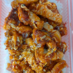 ข้าวหมูกรอบผัดไข่พริกเผา