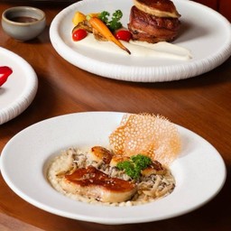 Foie gras hotate creamy risotto