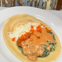 ผักโขม สไปซี่  ไข่กุ้งชีส