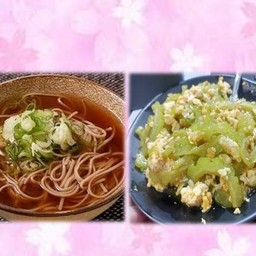 Soba-Hot-300g+Goya-Chanpuru บะหมี่โซบะร้อน 300g+มะระผัดไข่