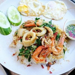 [อร่อยซ่ากับโค้ก] กระเพราทะเล +  โค้ก ไม่มีน้ำตาล (ขวด) 