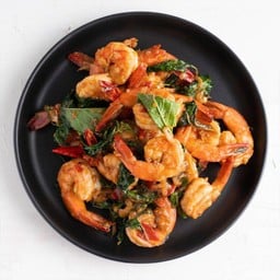 ผัดกะเพรากุ้ง (กับข้าว) Stir Fried Shrimp with Basil