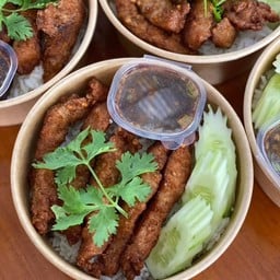 ข้าว ท้องปลาแซลมอน คลุกฝุ่น จิ้มซีฟู้ด