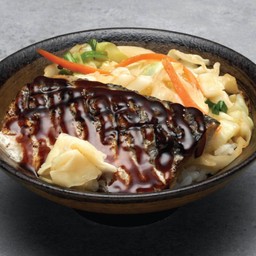 ข้าวหน้าปลาซาบะย่างซีอิ๊ว