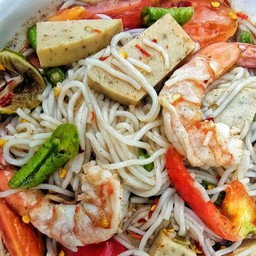 ตำขนมจีนหมูยอกุ้งสุก
