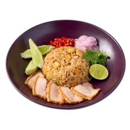 ข้าวผัดกากหมูและหมูกรอบ