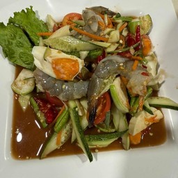 ตำแตงกวา ไข่เค็ม กุ้งสด