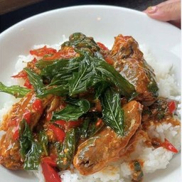 กระเพราปลากระป๋องราดข้าว