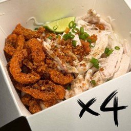 อิ่มยกบ้าน! หมี่ไก่ฉีก 4 กล่อง