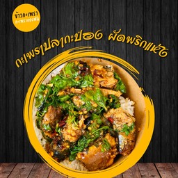 กะเพราปลากระป๋อง ผัดพริกแห้ง