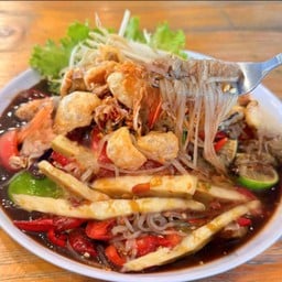 ตำเส้นเล็กหมูยอ+แคปหมู1ถุง