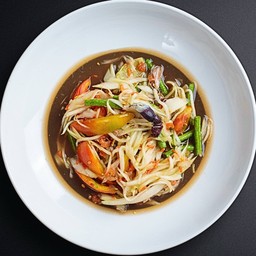 ส้มตำปูปลาร้า - Papaya Salad with Pickled Crab and Fermented Fish Sauce